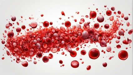 blood cells wave on white background.  generative, ai. - obrazy, fototapety, plakaty
