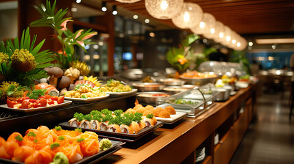 buffet in a luxury restaraunt 