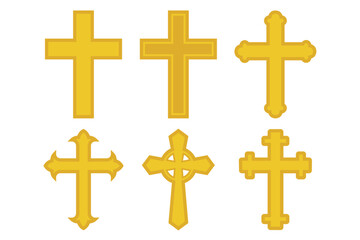 Religious cross set flat style