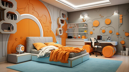 Modern interior of the childs bedroom
