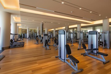 A high-end fitness club with state-of-the-art equipment, personal training sessions, and wellness programs