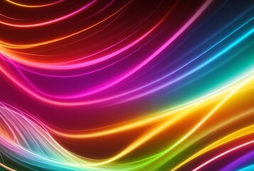 Obraz premium Abstract Multicolor Wavy Line of Light, isolated on Dark Background. Vector Illustration 