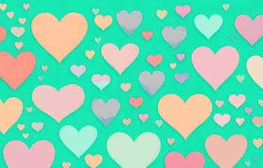 Pastel hearts on  a teal backgroun - 726354579
