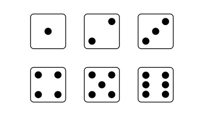 Vector dice set with six faces with different numbers of dots