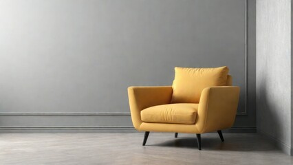 Comfortable armchair near light grey wall indoors. Space for text.  generative, ai.