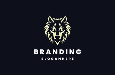 luxury wolf head vector logo design template