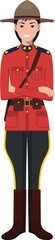 Standing Canadian Policewoman Officer in Traditional Uniform Character Icon in Flat Style. Vector Illustration.
