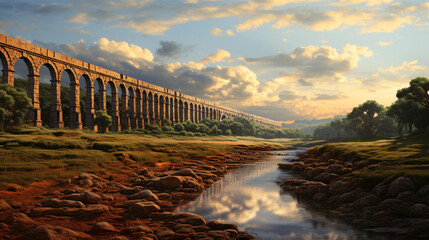 Ancient roman aqueduct country - obrazy, fototapety, plakaty