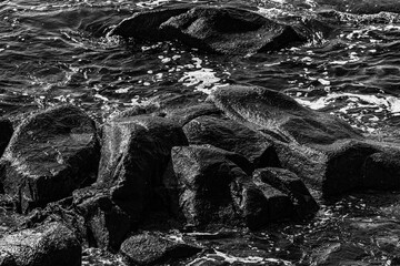 Rocks and waves in the sea