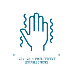 Parkinsons disease light blue icon. Central nervous system disorder. Hand tremor. Synapses illness. RGB color sign. Simple design. Web symbol. Contour line. Flat illustration. Isolated object