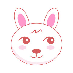 Vector cute Kawai rabbits hares. Little Cute Bunny Heads. Easter Rabbit Faces. Cartoon Animals Vector Illustration. Baby Shower Poster Design. Cartoon Kawaii Animal Vector illustration.