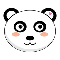 Kawaii cute illustration of little panda. Funny animal character in cartoon style. Kawaii funny panda with pink cheeks and big black eyes. Vector. Cartoon Kawaii Animal Vector illustration.