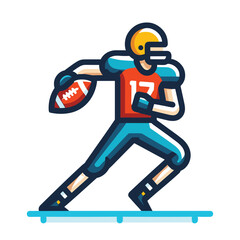 Naklejka premium American football player men athlete vector illustration, colorful style American football rugby game male player design template isolated on white background