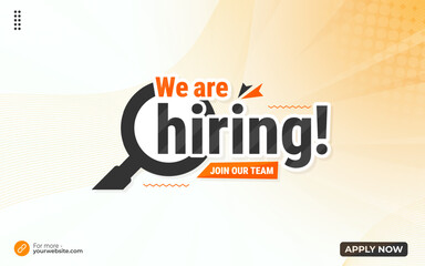 We're hiring banner design. We are hiring job announcement template design employee vacancy announcement vacant position vector.