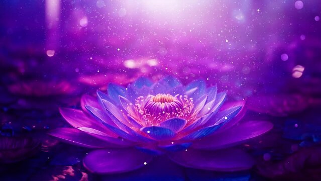Sacred Bloom: Lotus Flower in Cosmic Radiance - Transcendent Tranquility, Divine Glow