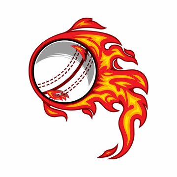 Hot cricket ball fire logo silhouette. cricket club graphic design logos or icons. vector illustration.Cricket Ball on White background. Ball illustrations.