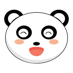 Kawaii cute illustration of little panda. Funny animal character in cartoon style. Kawaii funny panda with pink cheeks and big black eyes. Vector. Cartoon Kawaii Animal Vector illustration.