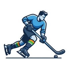 Ice hockey player sportsman vector illustration, winter sport activity, hockey male player design template isolated on white background