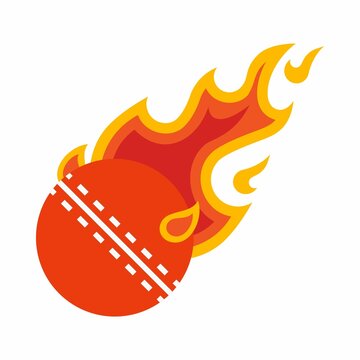 Hot cricket ball fire logo silhouette. cricket club graphic design logos or icons. vector illustration.Cricket Ball on White background. Ball illustrations.