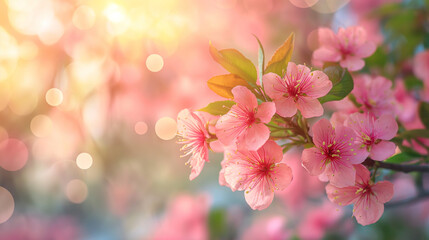 Close Up of Pink Flowers on a Tree
