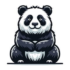 Obraz premium Cute adorable panda cartoon character vector illustration, funny Asian Chinese animal baby panda flat design mascot template isolated on white background