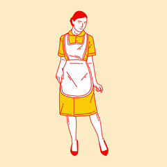 Simple cartoon illustration of a house maid 1