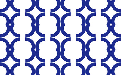 Seamless pattern with blue and white circles on a white background, Circle and diamond pattern in dark blue, repeat, replete pattern, endless fabric pattern