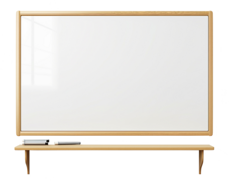 Clear Empty Realistic Whiteboard. Front View Template. Ai Generative