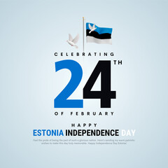 Happy Estonia Independence Day February 24th Celebration Vector Design Illustration. Template for Poster, Banner, Advertising, Greeting Card. - obrazy, fototapety, plakaty