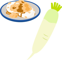 大根おろしをかけた餅、からみ餅