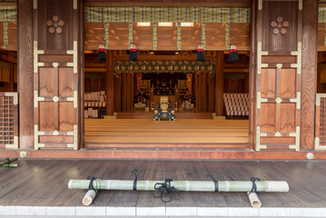 Popular Shrine in Tokyo, Japan. Shrine Interior. Japan - obrazy, fototapety, plakaty