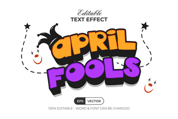 April Fools Text Effect Cartoon Comic Fun Style. Editable Text Effect. - obrazy, fototapety, plakaty