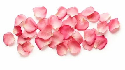Obraz premium Beautiful rose petals on a white background.
