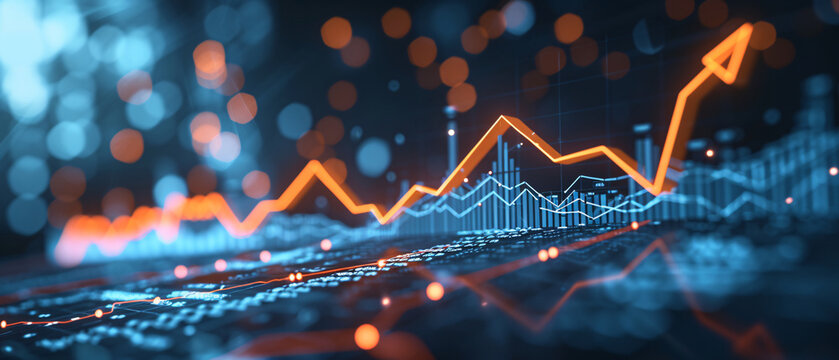 Financial Growth Chart with Arrow Indicating Success and Business Improvement