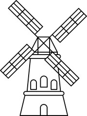 Windmill Outline Vector Illustration