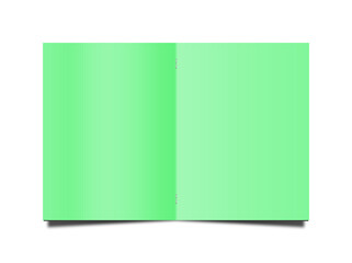 Grüne Broschüre vor weißem Hintergrund, 3D-Illustration - obrazy, fototapety, plakaty