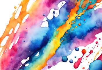 Vibrant Colorful Watercolor Splashes Background - obrazy, fototapety, plakaty