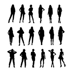 vector business man silhouetteSet of silhouettes of business people. Vector black silhouettes. Vector stencil isolated background.