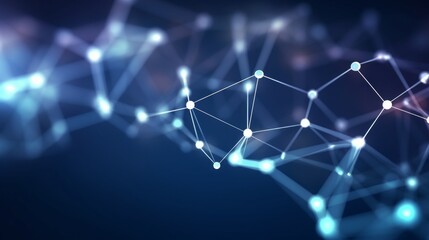 Obraz premium Blurred network connections: abstract digital background with molecular polygonal shapes
