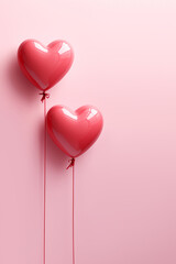 Heart shaped balloons on a pink background. Valentine's Day. Copy space.