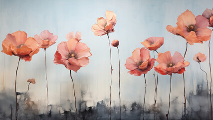 Popi Collection · Poppy Wallpaper · Poppy Botanical Illustration · Textured Botanical Background · Delicate Flower Art