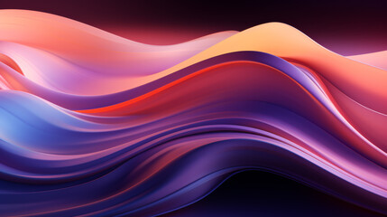 Abstract futuristic background with blue, orange, violet and red wave shapes. Visualization of motion waves. Wallpaper or backdrop for modern projects