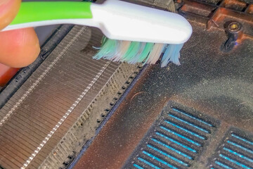 Cleaning the radiator cooling with a toothbrush from lint and dust over time clogged the canals and...