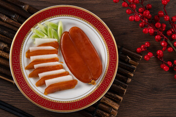 Delicious fresh mullet roe for Chinese lunar new year gift basket celebration.