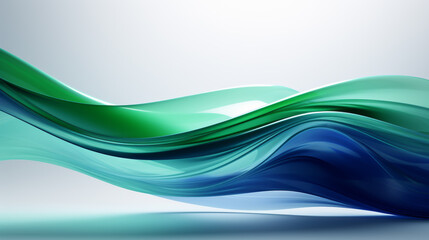 Abstract futuristic background with pastel blue and green wave shapes. Visualization of motion waves. Wallpaper or backdrop for modern projects