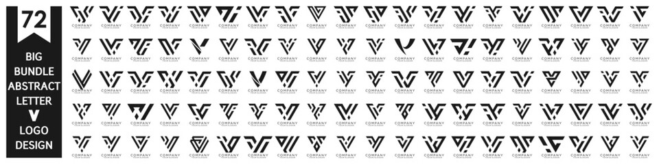 collection abstract letter V logo design. modern logotype V design with black color. vector illustration