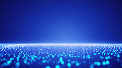 Digital wave with many dots and particles wave background. Technology or science banner