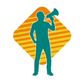 recommend clip art: silhouette of a man shouting on megaphone. Silhouette of a male announcer