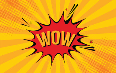 wow vector comic cartoon yellow background 