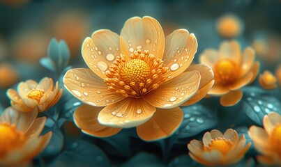 Yellow flower close up on a vibrant blue background. Perfect for adding a pop of color to any project